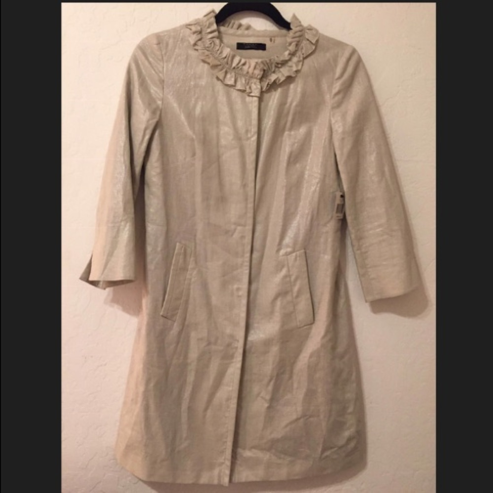 Tahari Cream Metallic Coat Jacket NWT XS